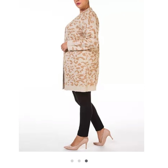 Plus Size Printed Open-Front Cardigan Sweater - Picture 2 of 3